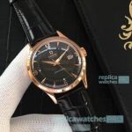 Replica Omega Seamaster Automatic Black Dial Rose Gold Bezel Watch